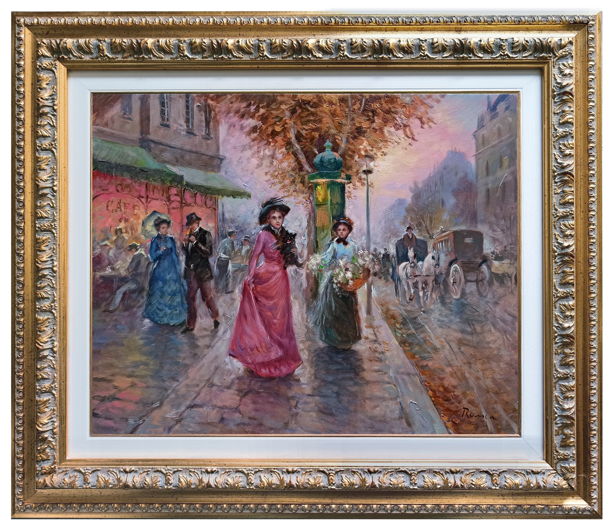 Domenico Ronca, The city at sunset - France Paris painting & frame Domenico Ronca, The city at sunset - France Paris painting & frame
