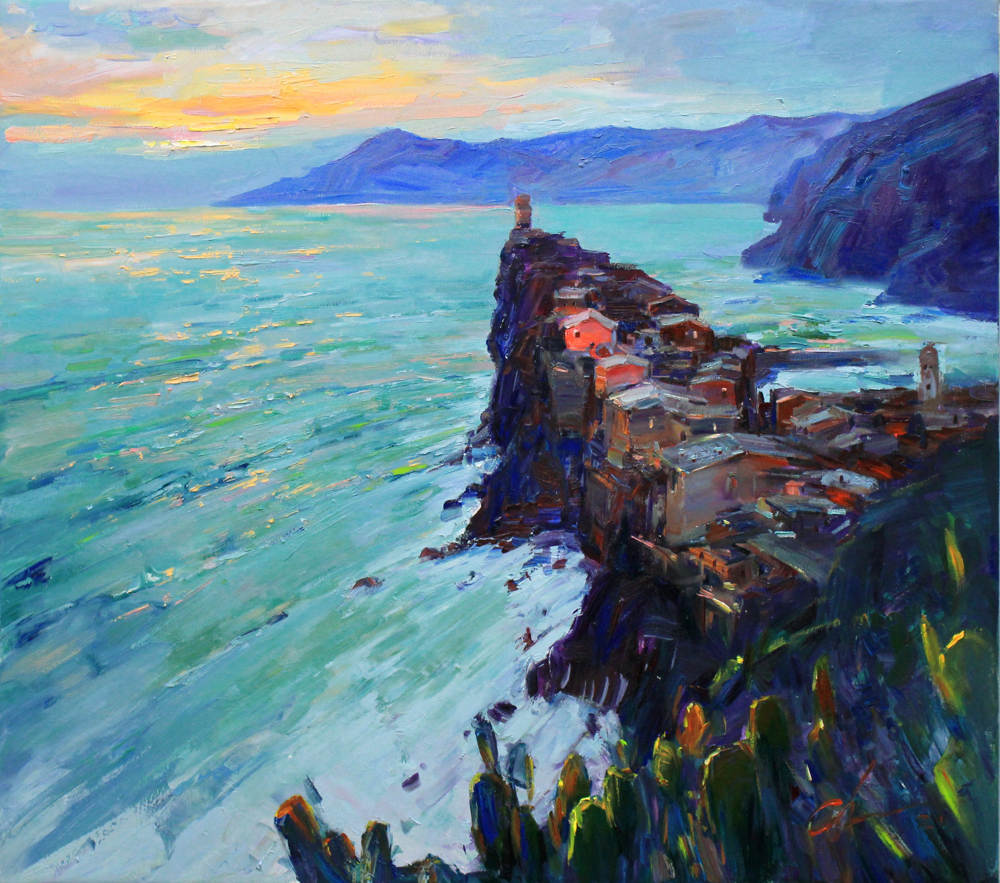 Serhii Cherniakovskyi, Vernazza Cinque Terre iItaly - impasto sea landscape, Italian coast Serhii Cherniakovskyi, Vernazza Cinque Terre iItaly - impasto sea landscape, Italian coast