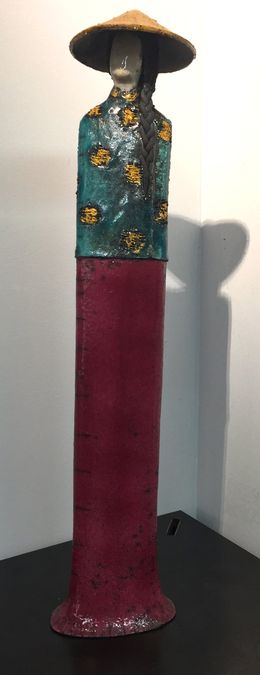 Sculpture, Sculpture Ethnie - Vietnamienne Turquoise Rose, Atelier Piquifou