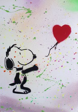 Gemälde, Snoopy ballon coeur Banksy, Spaco