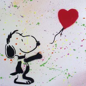 Painting, Snoopy ballon coeur Banksy, Spaco