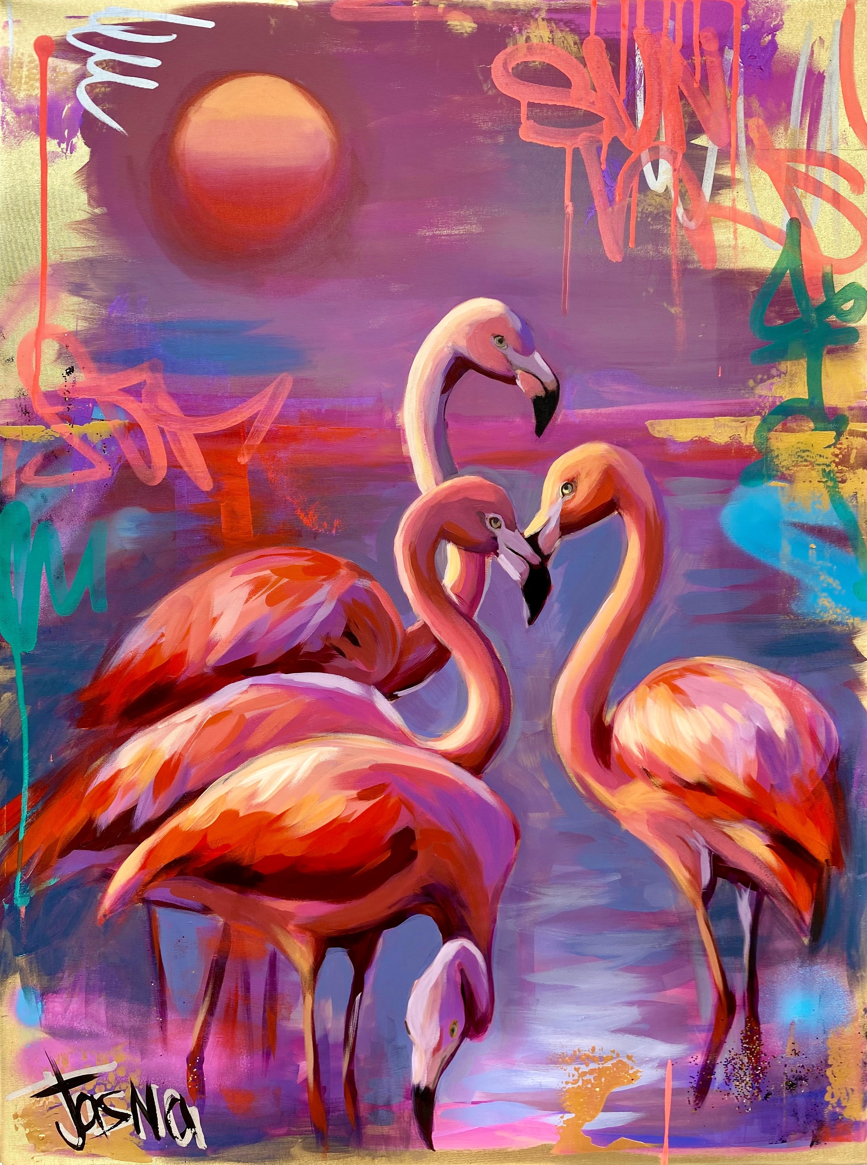 Yasna Godovanik, Flamingos At Sunset Yasna Godovanik, Flamingos At Sunset