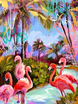 Gemälde, Flamingo’s Happy Day, Yasna Godovanik