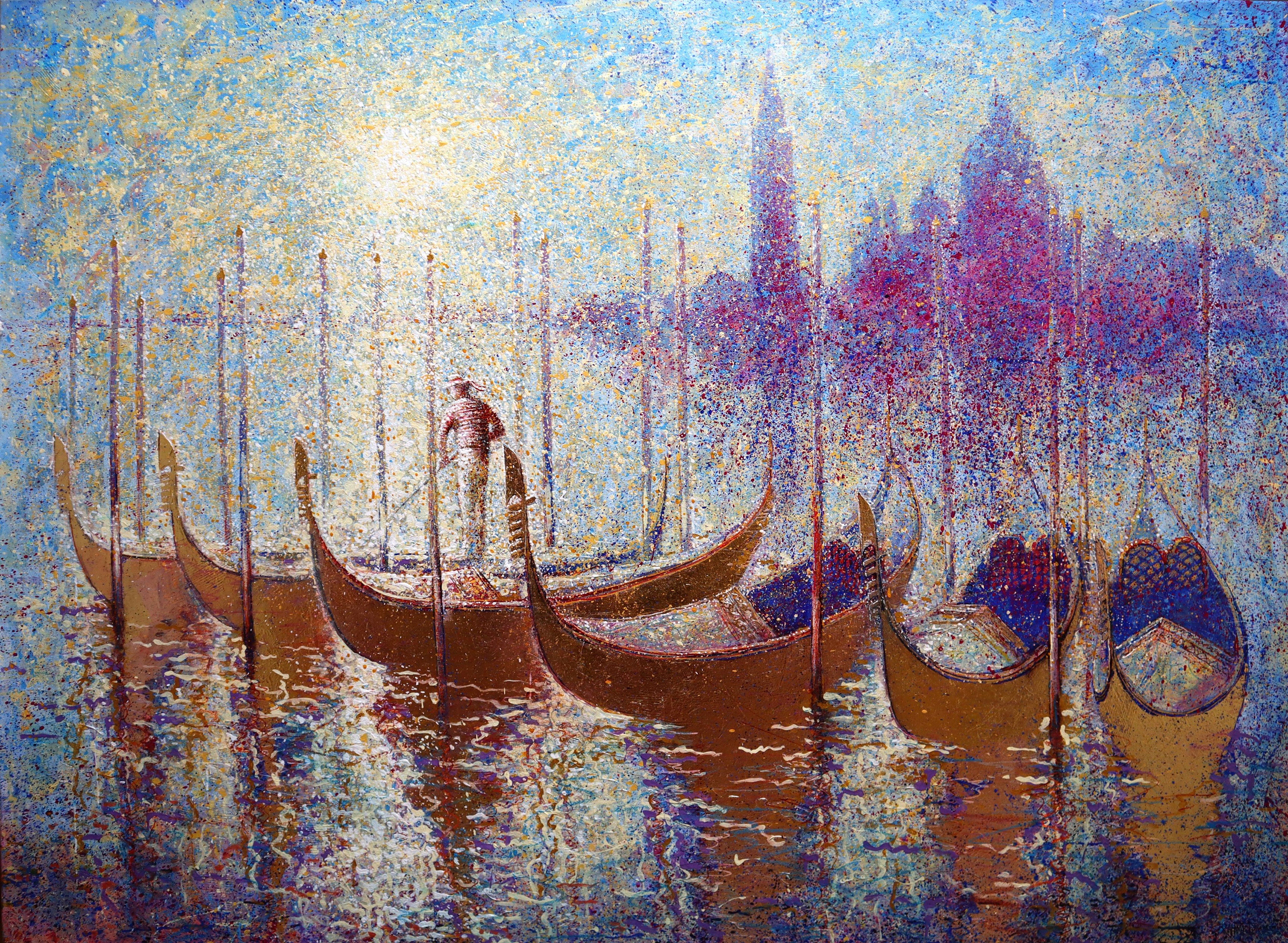Rakhmet Redzhepov (Ramzi), Golden Gondolas of Venice on a Romantic Summer Sunny Morning Rakhmet Redzhepov (Ramzi), Golden Gondolas of Venice on a Romantic Summer Sunny Morning