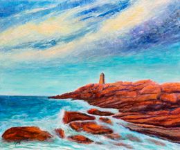 Gemälde, La côte de Granit - Paysage de bord de mer, Véronique Saudez