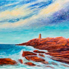 Painting, La côte de Granit - Paysage de bord de mer, Véronique Saudez