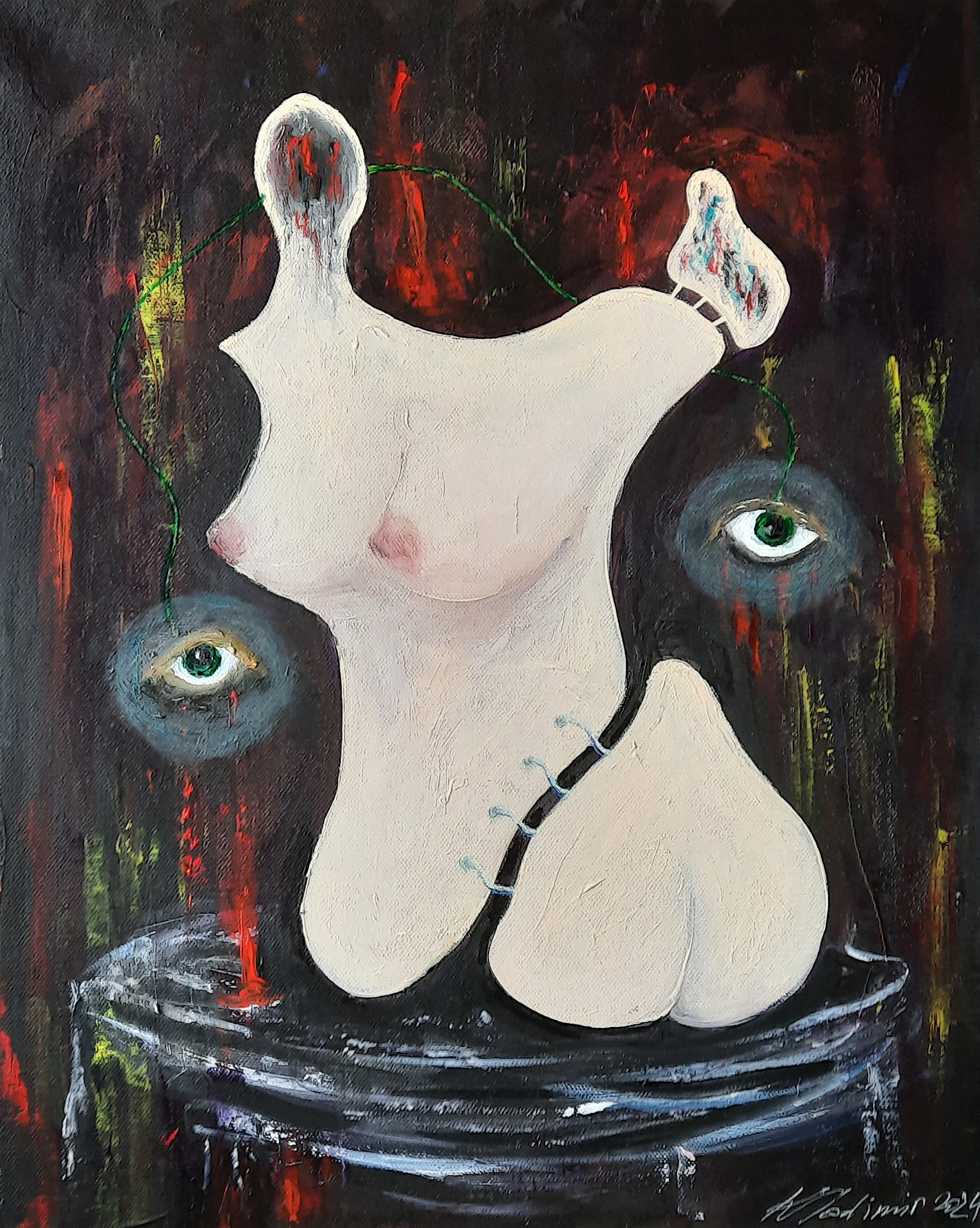 Vladimir Kolosov, Still-life with anatomical structure and curious green eyes Vladimir Kolosov, Still-life with anatomical structure and curious green eyes