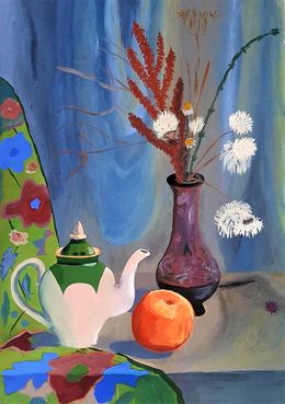 Gemälde, Still life with peach, Kat Zhivetin