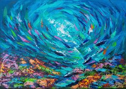 Gemälde, Coral Reef Abstract Fish, Olga Nikitina