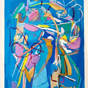 Drucke, Composition sur fond bleu, André Lanskoy