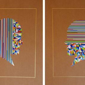 Painting, Cellular Interventions #2 and #1. From The Geometric Head Series, Almo