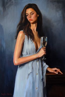 Painting, A portrait with a glass of wine II, Serghei Ghetiu