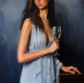 Painting, A portrait with a glass of wine II, Serghei Ghetiu