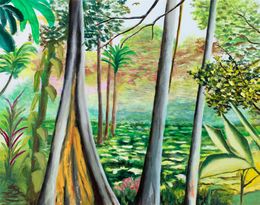 Painting, Arbre singulier - Paysage de forêt, Philippe Maillebuau