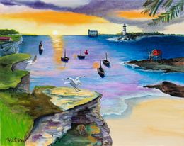Painting, Fort-Boyard - Paysage de bord de mer, Philippe Maillebuau