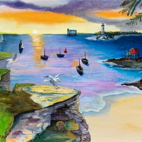 Painting, Fort-Boyard - Paysage de bord de mer, Philippe Maillebuau