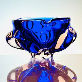 Design, Sommerso Blue and Brown  Bowl-Ashtray, Josef Hospodka