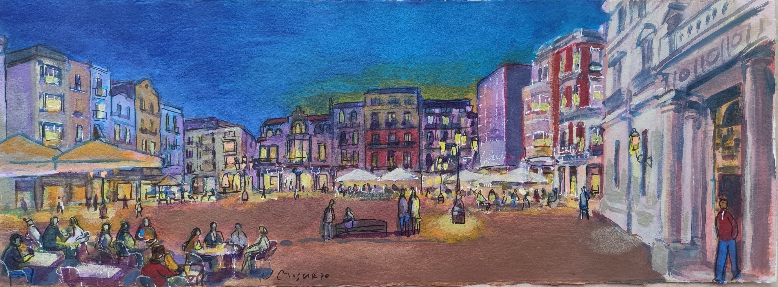 Josep Moscardó, Plaça Mercadal Reus. Nocturn Josep Moscardó, Plaça Mercadal Reus. Nocturn