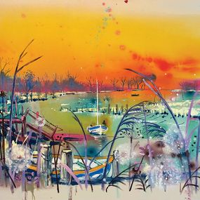 Gemälde, Boats at sunset, Rachael Dalzell