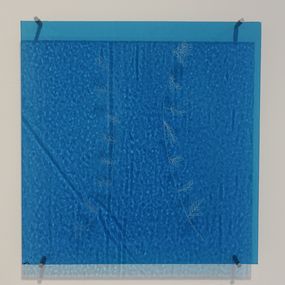 Sculpture, Image drawing on glass in turquoise, Jenny Owens