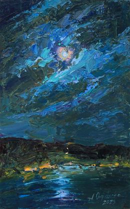 Gemälde, Moon in blue, Alisa Onipchenko-Cherniakovska