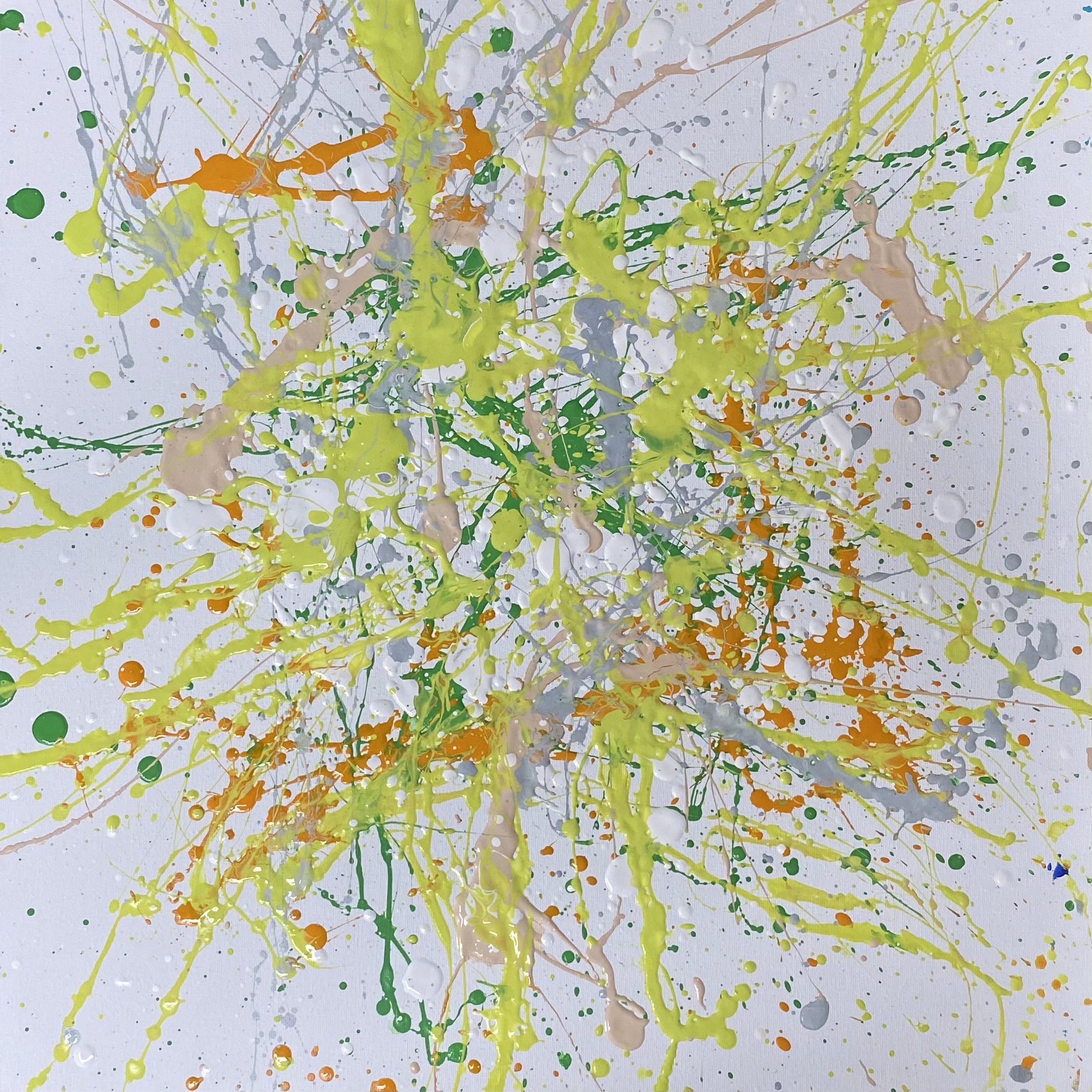 Nataliia Krykun, Feeling of energy - yellow, green, white, colourful large abstraction, drops, expressionism dropping Nataliia Krykun, Feeling of energy - yellow, green, white, colourful large abstraction, drops, expressionism dropping