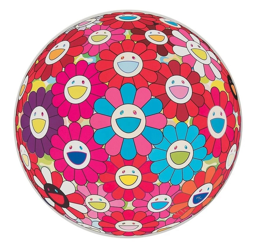 Takashi Murakami, Flowerball (3D) – Blue, Red (framed) Takashi Murakami, Flowerball (3D) – Blue, Red (framed)
