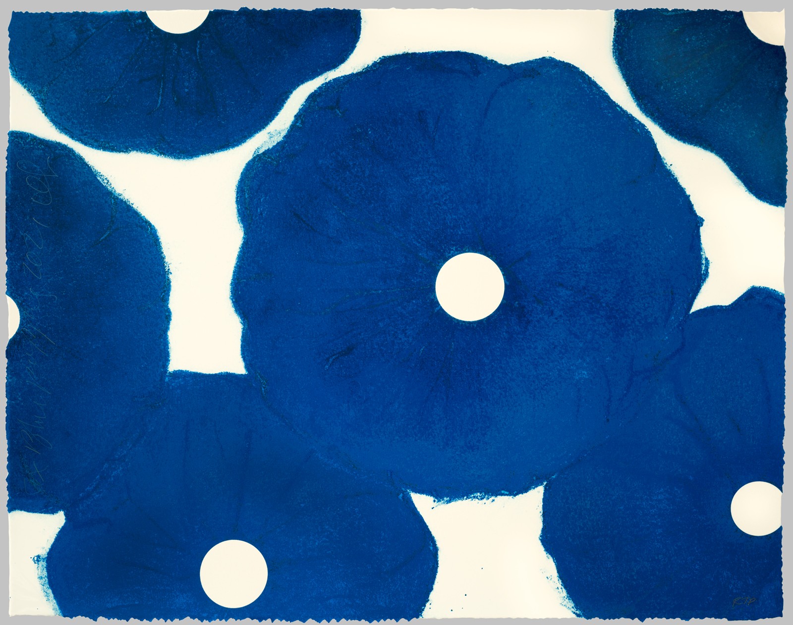Donald Sultan, Six Blue Poppies, 2021 Donald Sultan, Six Blue Poppies, 2021