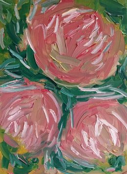 Peinture, The beauty of three roses in bloom, Natalya Mougenot
