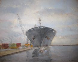 Painting, Vaixell al port, Alicia Grau