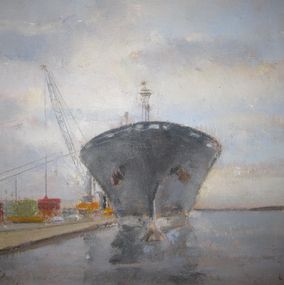 Painting, Vaixell al port, Alicia Grau