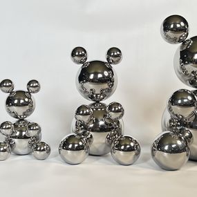 Sculpture, Stainless Steel Bear Family of 4, Irena Tone