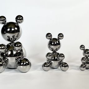 Sculpture, Stainless Steel Bear Family of 3, Irena Tone