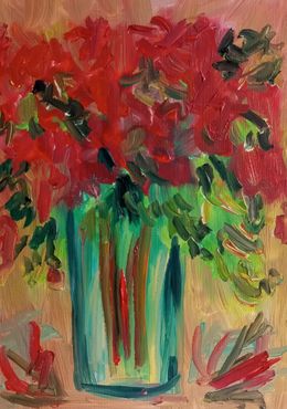 Gemälde, Hibiscus blooming in a vase, Natalya Mougenot