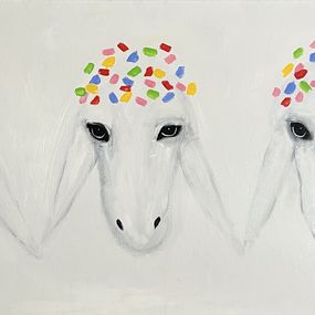 Painting, 3 Sheep, Menashe Kadishman
