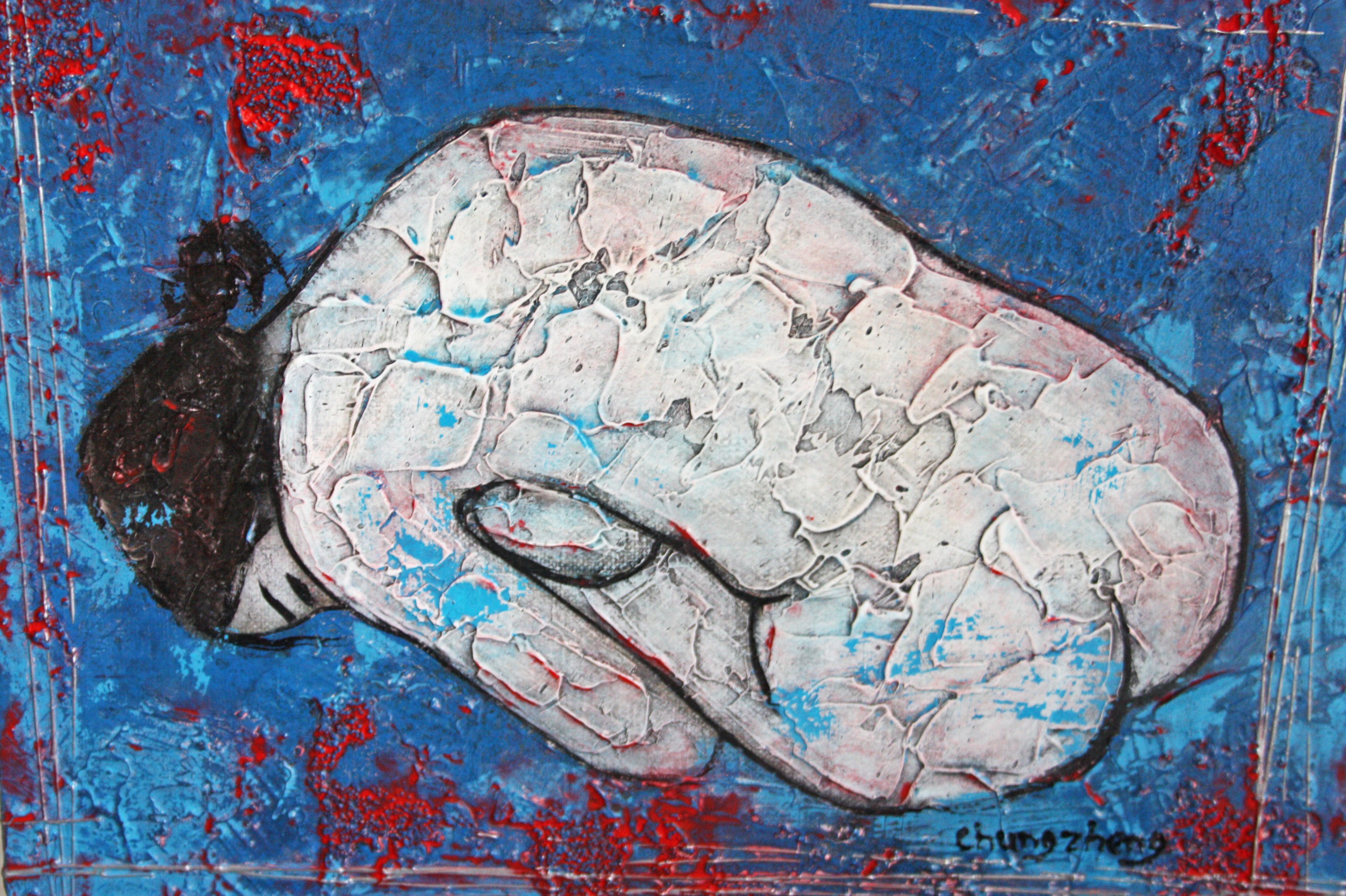 Changzheng Zhu, Petite méditation sur fond bleu Changzheng Zhu, Petite méditation sur fond bleu