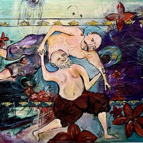 Painting, Traditional Wrestling, Azin Najafi