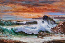 Painting, Sea sunset swell n*8 - Italian painting, Bruno Di Giulio