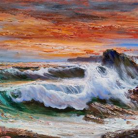 Painting, Sea sunset swell n*8 - Italian painting, Bruno Di Giulio