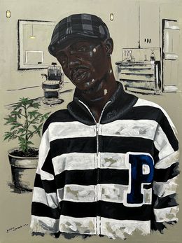 Painting, Portrait of My Barber (At The Barber Shop), Eyitayo Alagbe