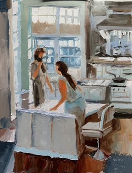 Peinture, Chatting in a kitchen, Schagen Vita
