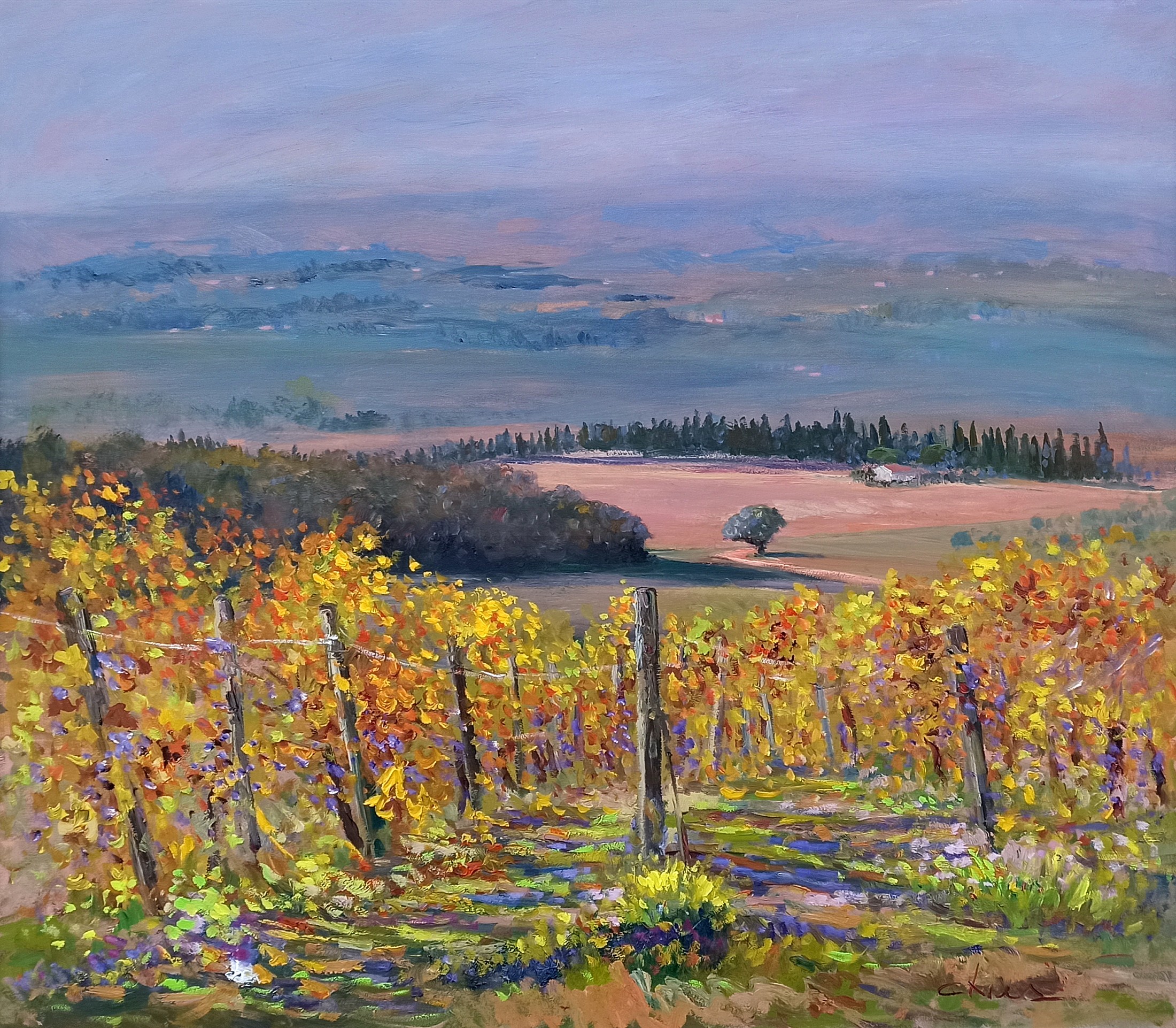 Biagio Chiesi, Vineyard in Chianti - Tuscany painting landscape Biagio Chiesi, Vineyard in Chianti - Tuscany painting landscape