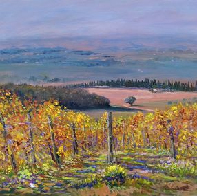 Peinture, Vineyard in Chianti - Tuscany painting landscape, Biagio Chiesi