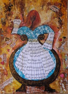 Peinture, Harpiste aux cheveux rouges, Christiane Guerry