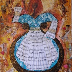 Peinture, Harpiste aux cheveux rouges, Christiane Guerry