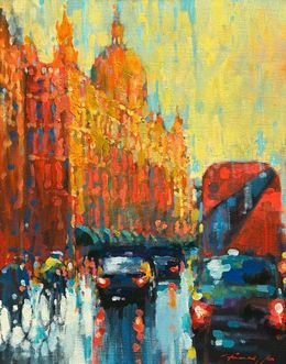 Painting, Morning Glow, Knightsbridge, David Hinchliffe
