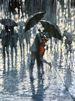 Painting, Rainy Night in Knightsbridge, David Hinchliffe