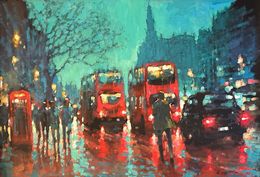 Painting, Rain on the Strand, David Hinchliffe