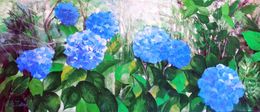 Dessin, Les hortensias bleus, Agnès Tiollier
