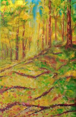 Painting, Foret d'automne jaune, Christine Desplanque